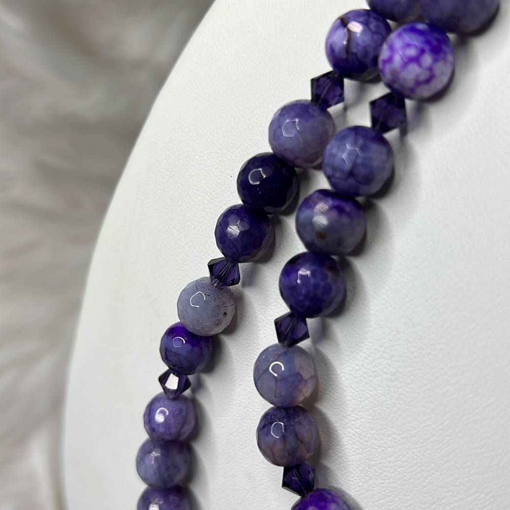 Purple Chalcedony Natural Stone and Sterling Silver Bead Necklace - Picture 5 of 12
